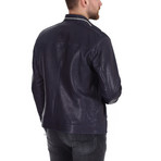 Ken Leather Jacket // Navy Blue (3XL)