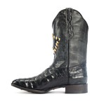 Rodeo Square Boot Caiman Parche Print // Black (US: 7.5EE)