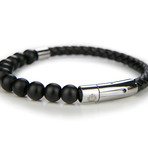 Premium Leather + Beads Bracelet // Black