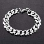 Stainless Steel Beveled Curb Chain Bracelet // Silver // 14mm