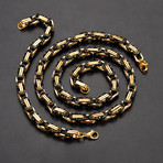 Two-Tone Byzantine Necklace + Bracelet // Black + Gold