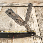 Replaceable Blade Straight Razor // Horn Handle + Damascus Clamp