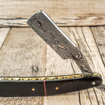 Replaceable Blade Straight Razor // Horn Handle + Damascus Clamp