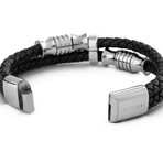Gracilitas Leather Bracelet // Silver + Black (7")