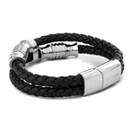 Gracilitas Leather Bracelet // Silver + Black (7")