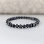 Labradorite + Square Bead Bracelet // Gray + Black