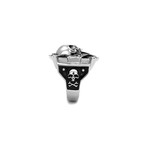 Skull On Shield Ring // Silver + Black (12)