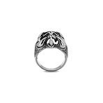 Skull In Claws Ring // Silver + Black (10)