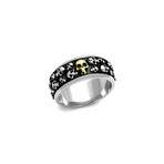 Two-Tone Floating Skull Ring // Yellow + Silver + Black (10)