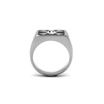 Crystal X Marks The Spot Ring // Silver + Black (12)