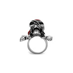 Pirate Skull Ring // Red + Silver + Black (13)