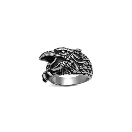 Screaming Eagle Ring // Silver + Black (8)