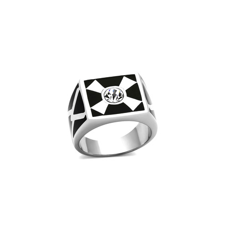 Crystal X Marks The Spot Ring // Silver + Black (8)