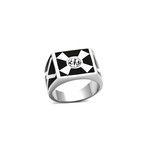 Crystal X Marks The Spot Ring // Silver + Black (12)