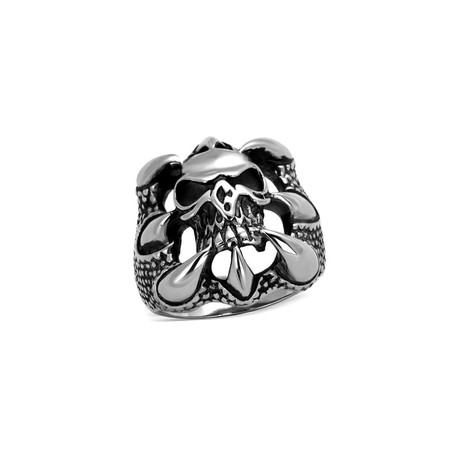 Skull In Claws Ring // Silver + Black (8)