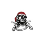 Pirate Skull Ring // Red + Silver + Black (10)