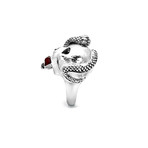 Ruby Crystal Snake + Skull Ring // Silver + Red (8)