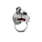 Ruby Crystal Snake + Skull Ring // Silver + Red (9)
