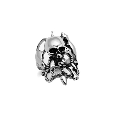 Snake + Skull Ring // Silver + Black (8)