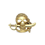 Citrine Crystal Pirate Skull Ring // Yellow (11)