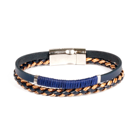 Wrap + Braided Bracelet // Navy + Brown