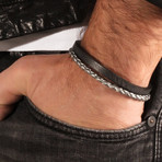 Leather Braided Bracelet // Black + Silver