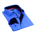 Contrast Collar Solid Button-Up // Royal Blue+ Navy (S)