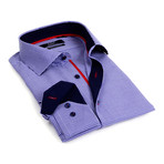Contrast Collar Solid Button-Up // Navy + Navy Trim (S)