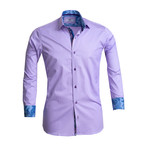 Paisley Reversible Cuff Button Down Shirt // Purple (XL)