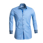 Damari Paisley Reversible Cuff Button Down Shirt // Blue (2XL)