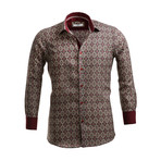 Reversible Cuff Button Down Shirt // Burgundy + Beige (S)