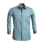 Floral Reversible Cuff Button Down Shirt // Green (S)