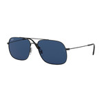 Unisex Square Aviator Sunglasses // Black + Dark Blue