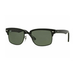 Men's Clubmaster Square Sunglasses // Glossy Black + Green