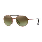 Unisex Round Aviator Sunglasses // Bronze + Green Gradient