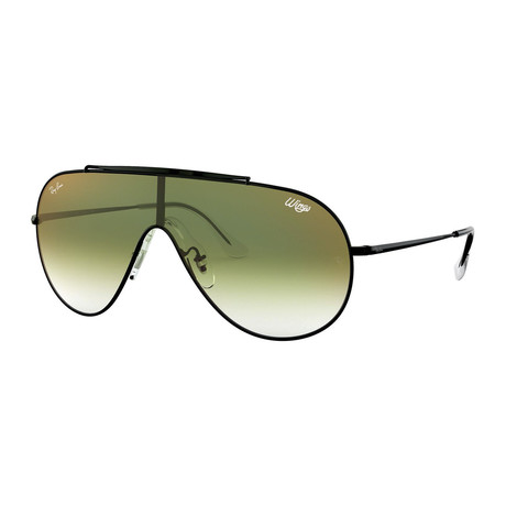 Men's Wing Pilot Sunglasses // Black + Green Mirror