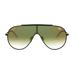 Men's Wing Pilot Sunglasses // Black + Green Mirror