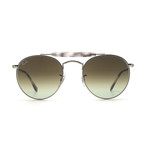 Unisex Round Aviator Sunglasses // Silver + Green