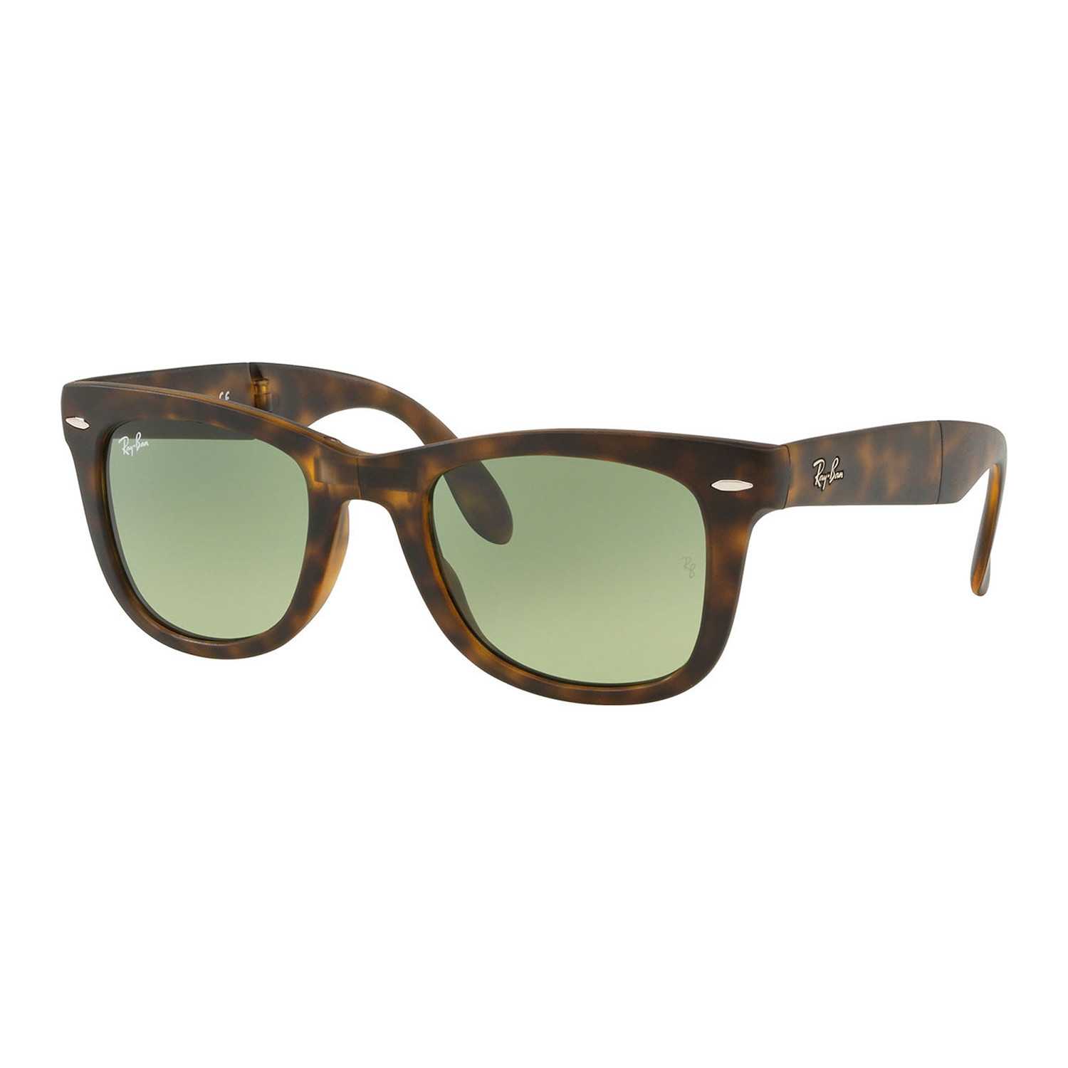 Unisex Wayfarer Folding Sunglasses // Havana + Green Gradient - Ray-Ban ...