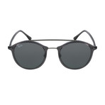Unisex Round Double Bridge Sunglasses // Gray + Gray Gradient Mirror