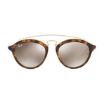 Unisex Gatsby Oval Double Bridge Sunglasses // Havana + Light Brown Mirror + Gold