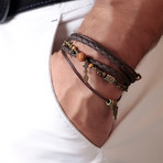 Antique Coated + Leather Bracelet // Dark Brown