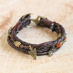 Antique Coated + Leather Bracelet // Dark Brown