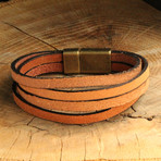 Braided Leather Bracelet // Matte Orange