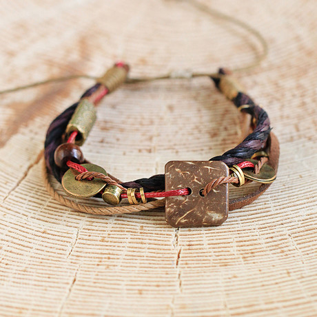 Wood + Beads Bracelet // Light Brown