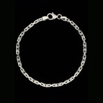 925 Solid Sterling Silver Square Byzantine Chain Bracelet // 3mm