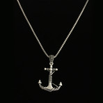 925 Solid Sterling Silver Rope Tie Anchor Necklace