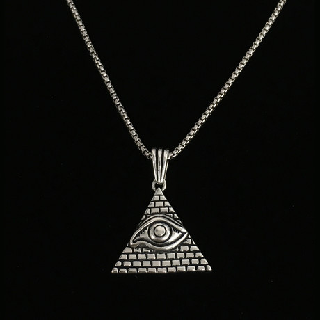 925 Sterling Silver Pyramid Eye Necklace
