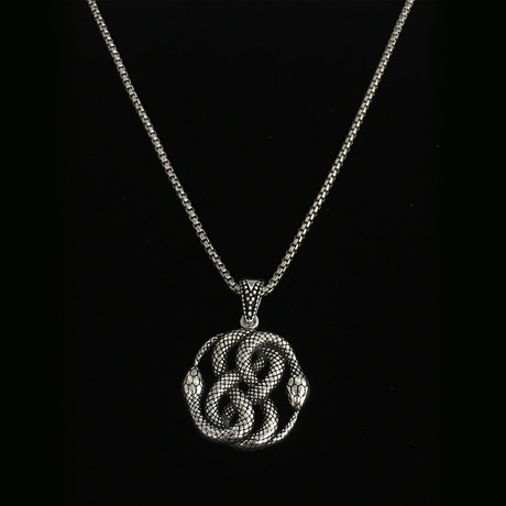 925 Solid Sterling Silver Infinity Snake Necklace