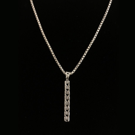 925 Sterling Silver Chain Lock Vertical Bar Necklace
